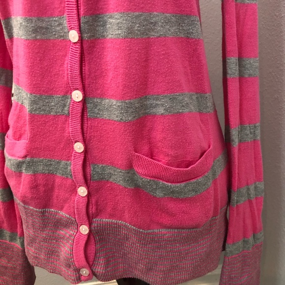 VS Pink Striped Hooded Button Down Cardigan - Picture 10 of 10
